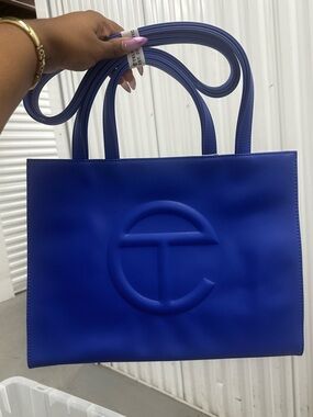 Telfar Royal Blue Shopping Tote with Embossed Logo